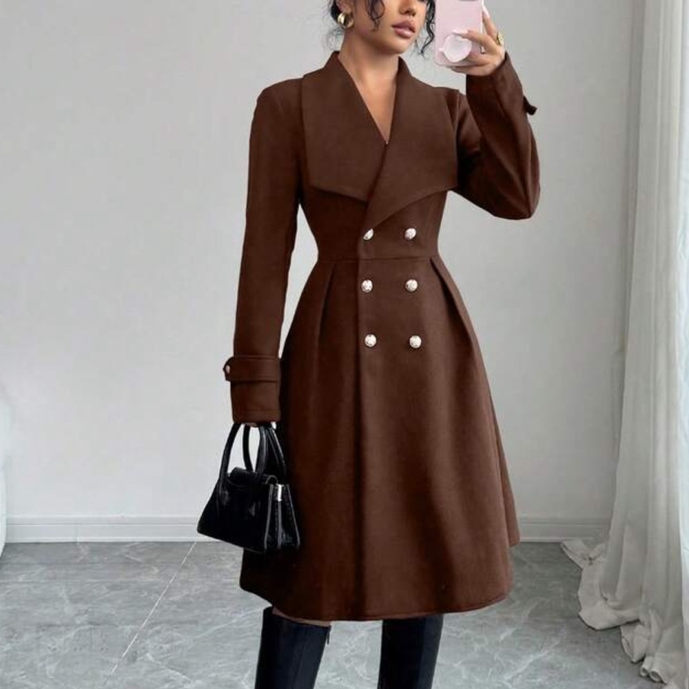 Women's Double-Breasted Chocolate Brown Trench Coat